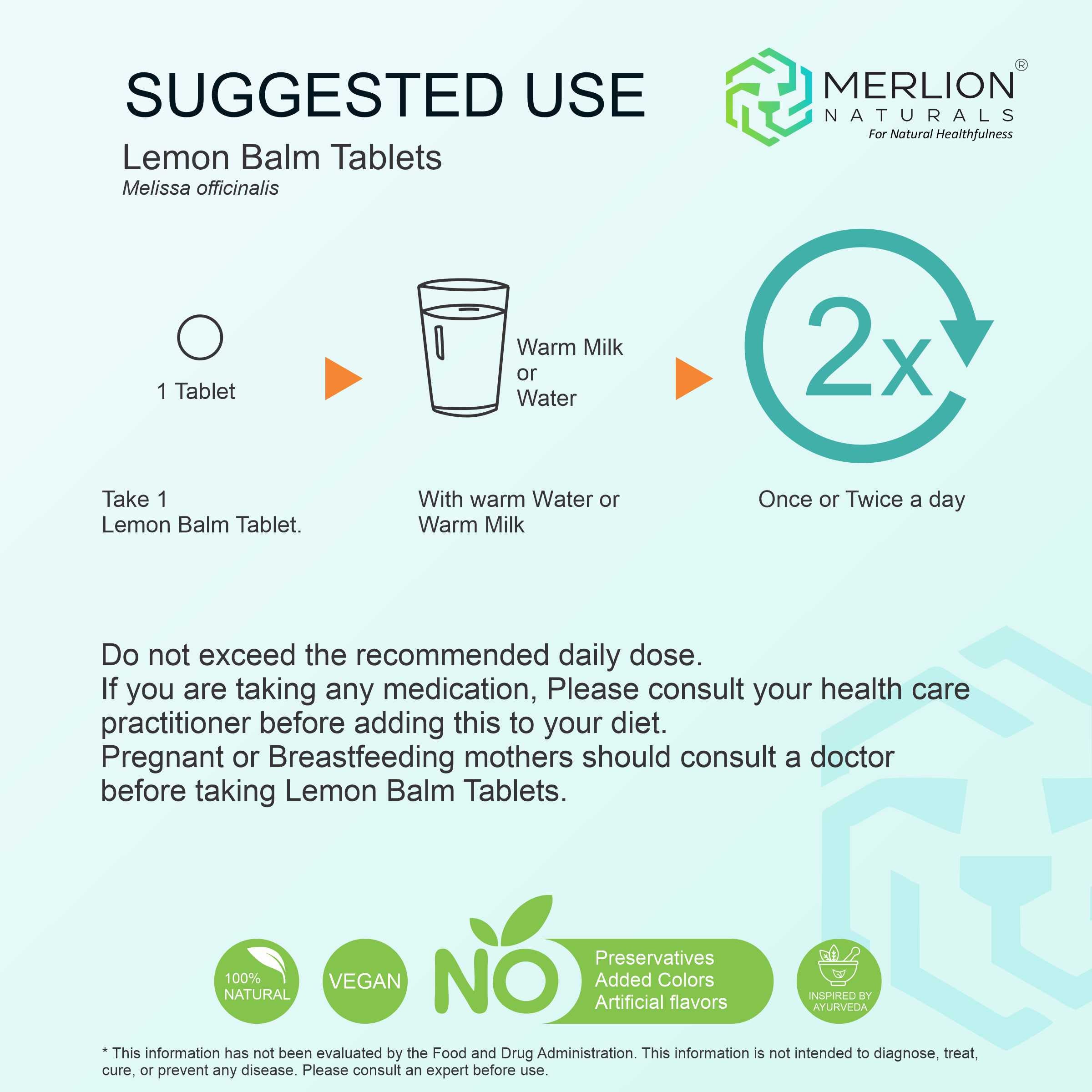 Lemon Balm Tablets | Melissa officinalis | 500mg