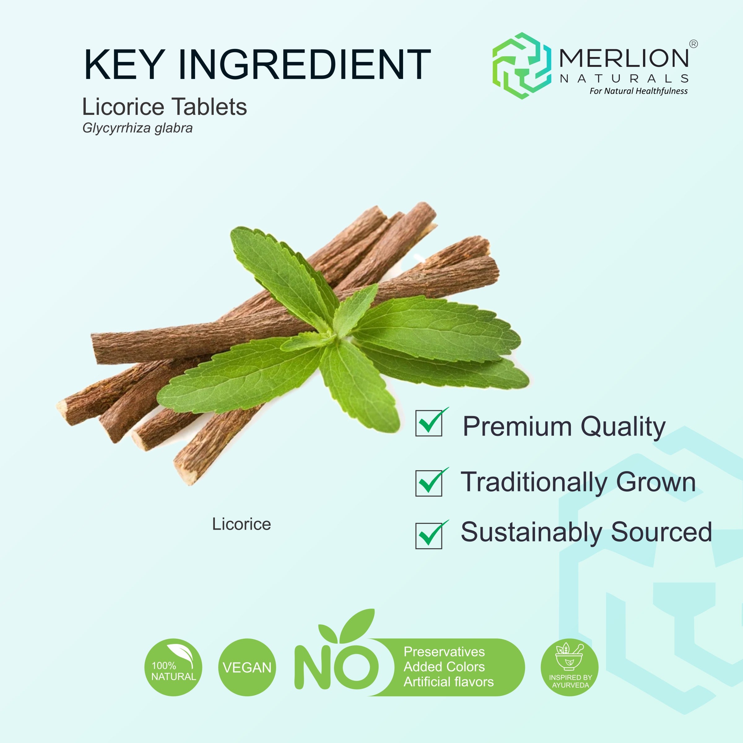Licorice Extract Tablets | Yastimadhu / Glycyrrhiza glabra | 500mg