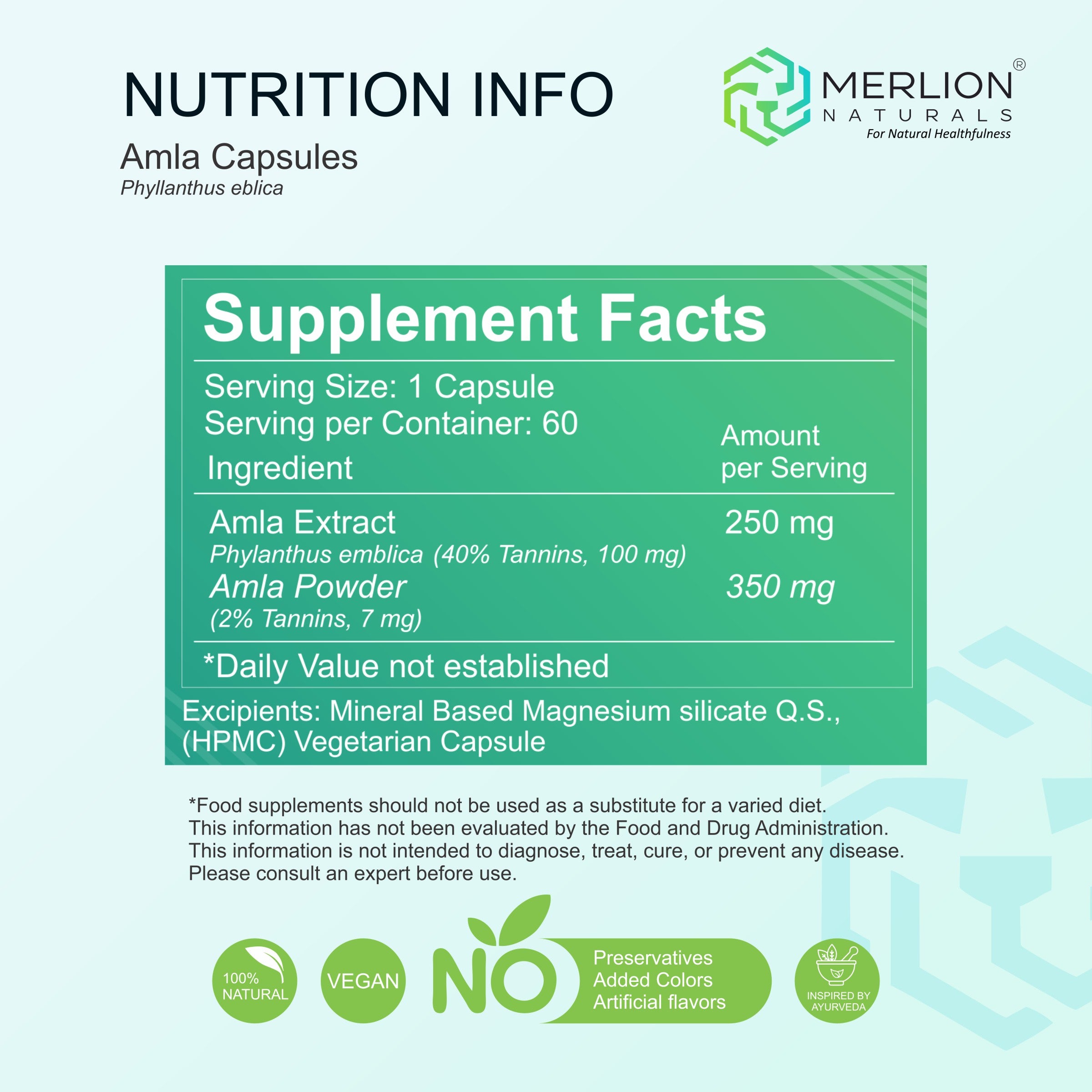 Amla Extract Capsules | Phyllanthus emblica / Indian gooseberry | 600mg