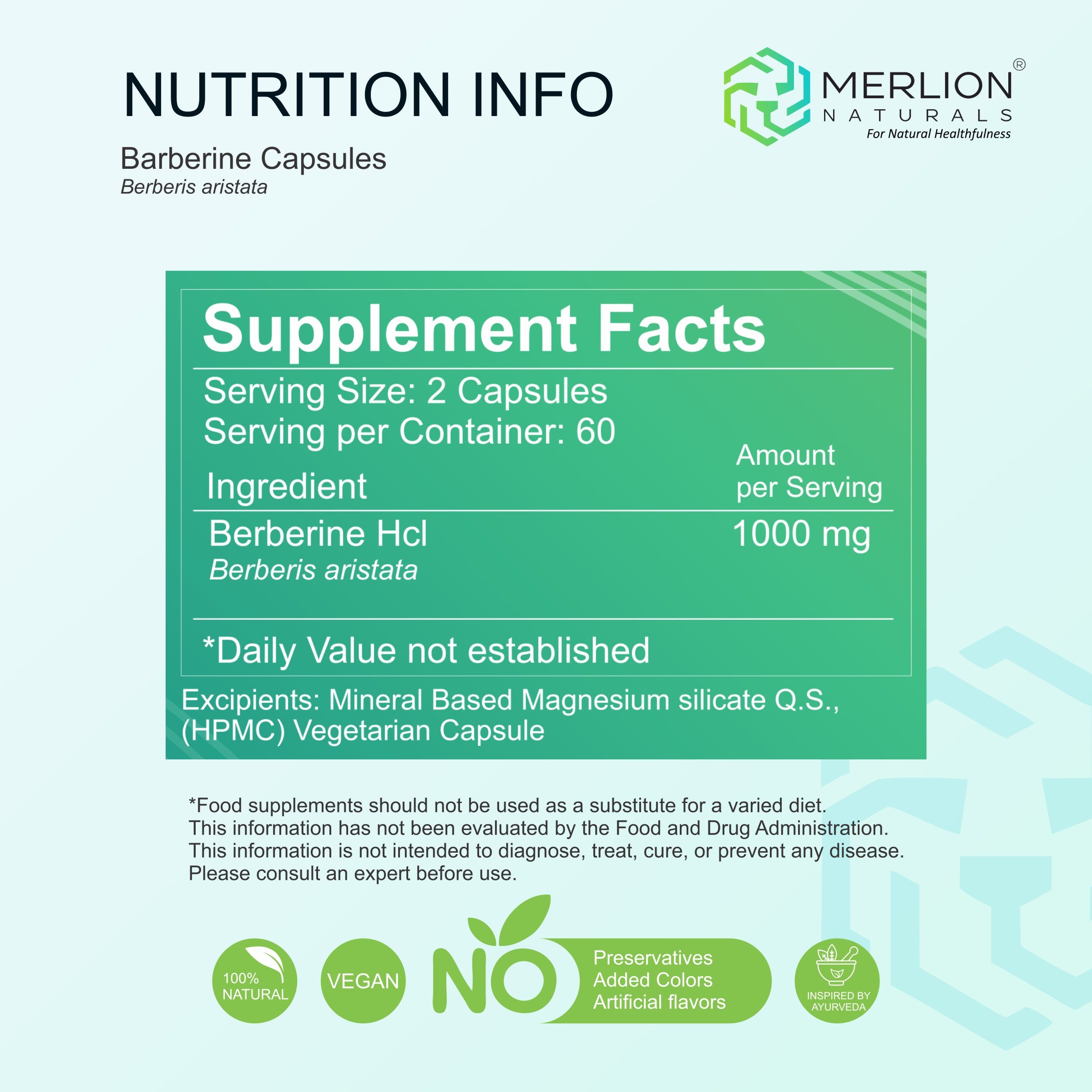 Barberine / Daru Haldi 1000mg Capsules (60 Capsules)