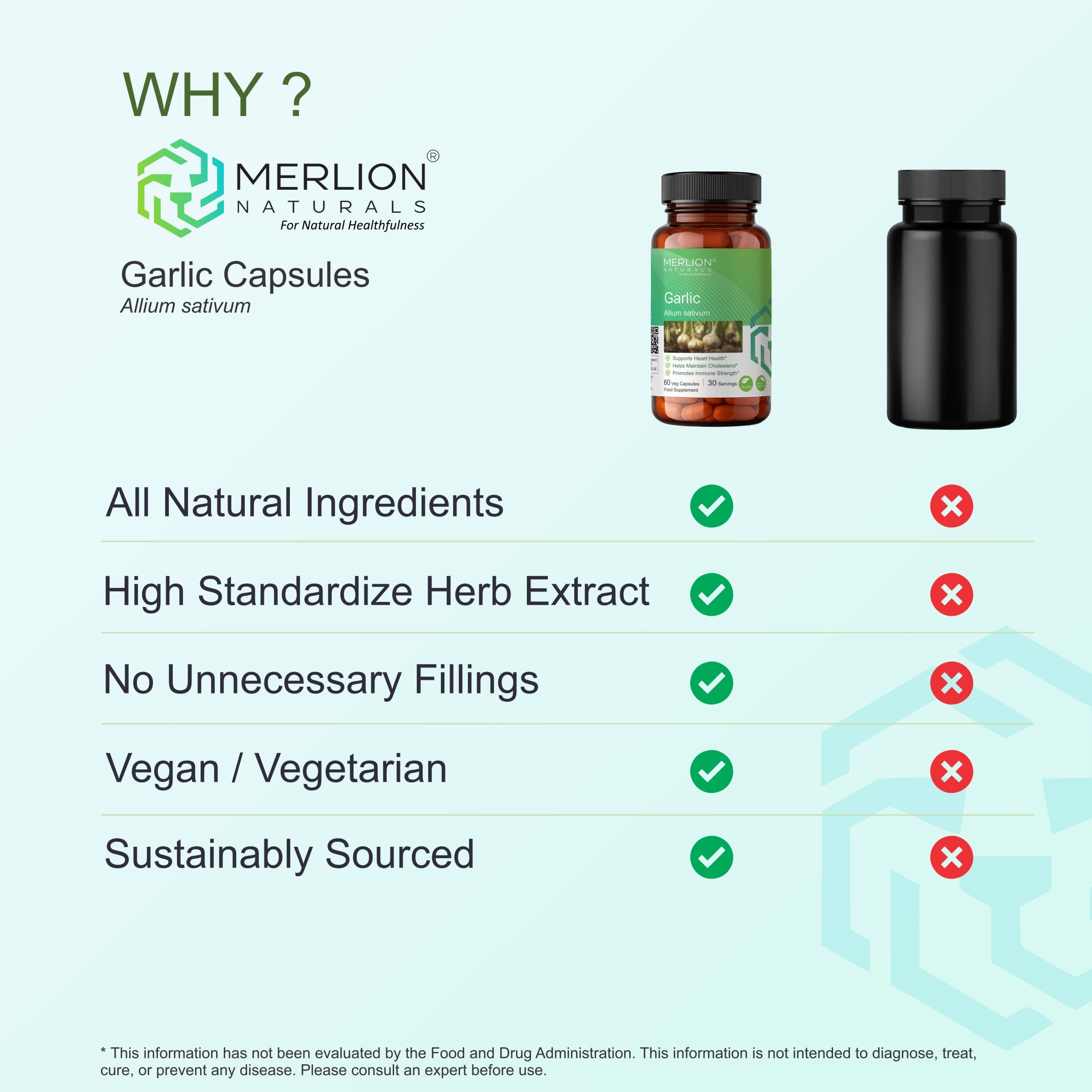 Garlic Extract Capsules | Allium sativum | 500mg