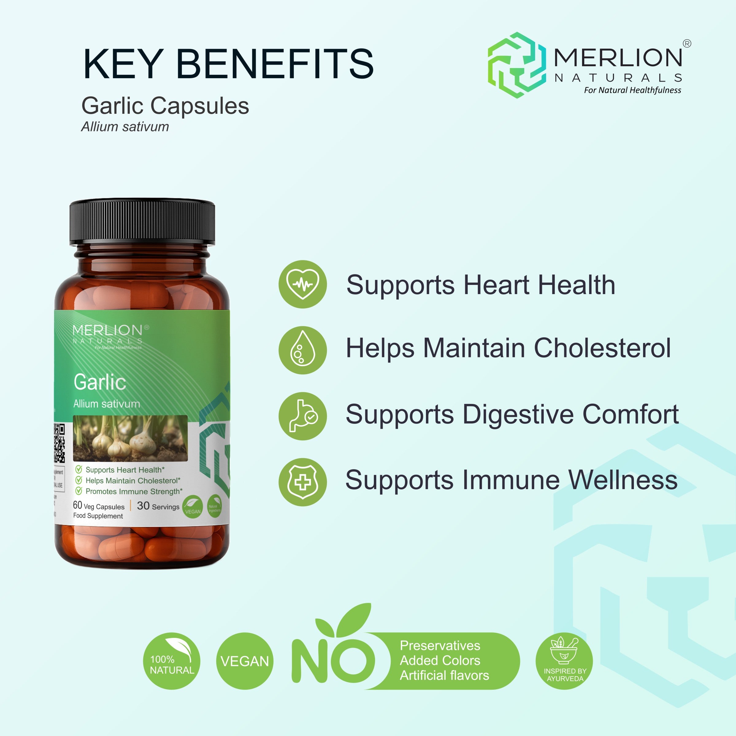 Garlic Extract Capsules | Allium sativum | 500mg