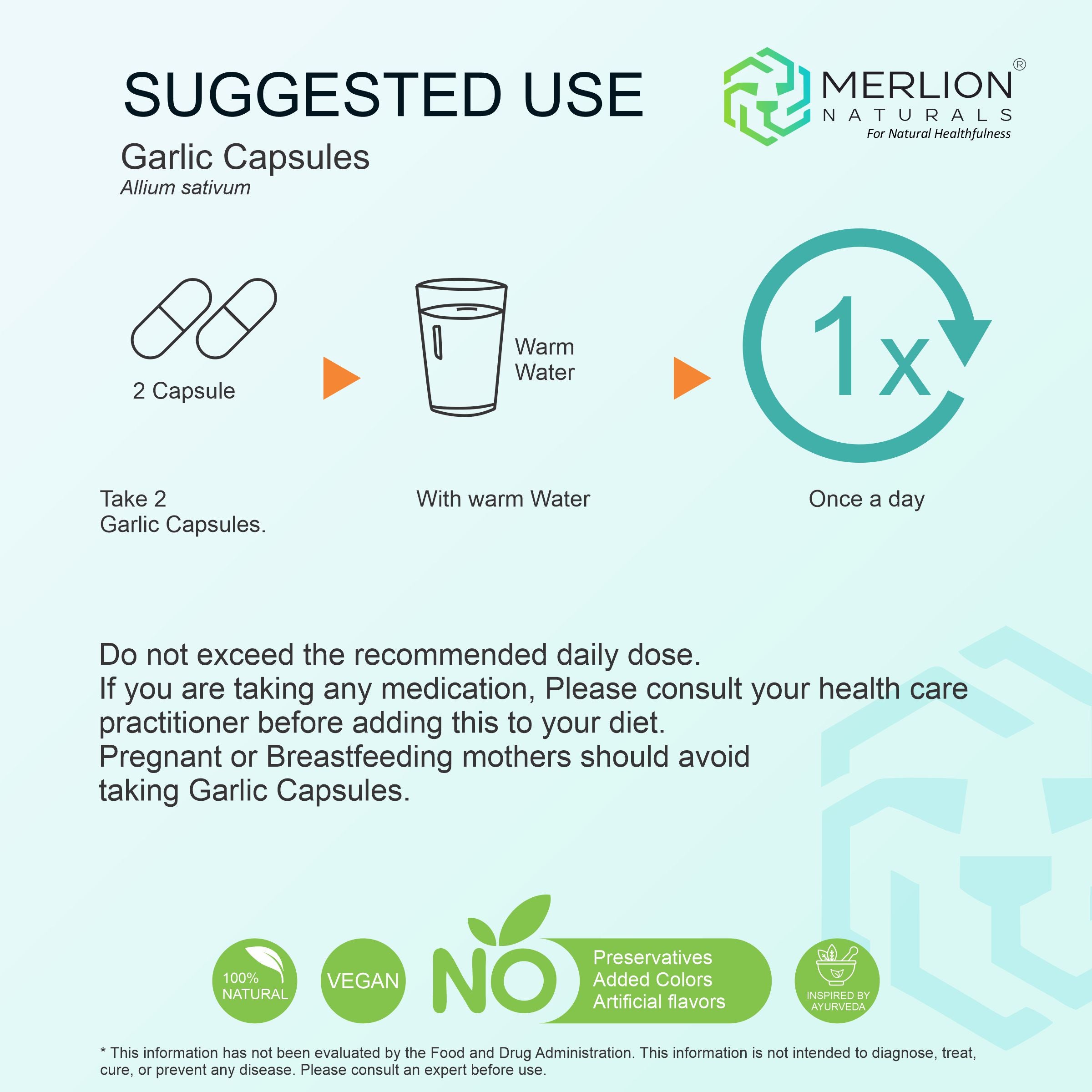 Garlic Extract Capsules | Allium sativum | 500mg