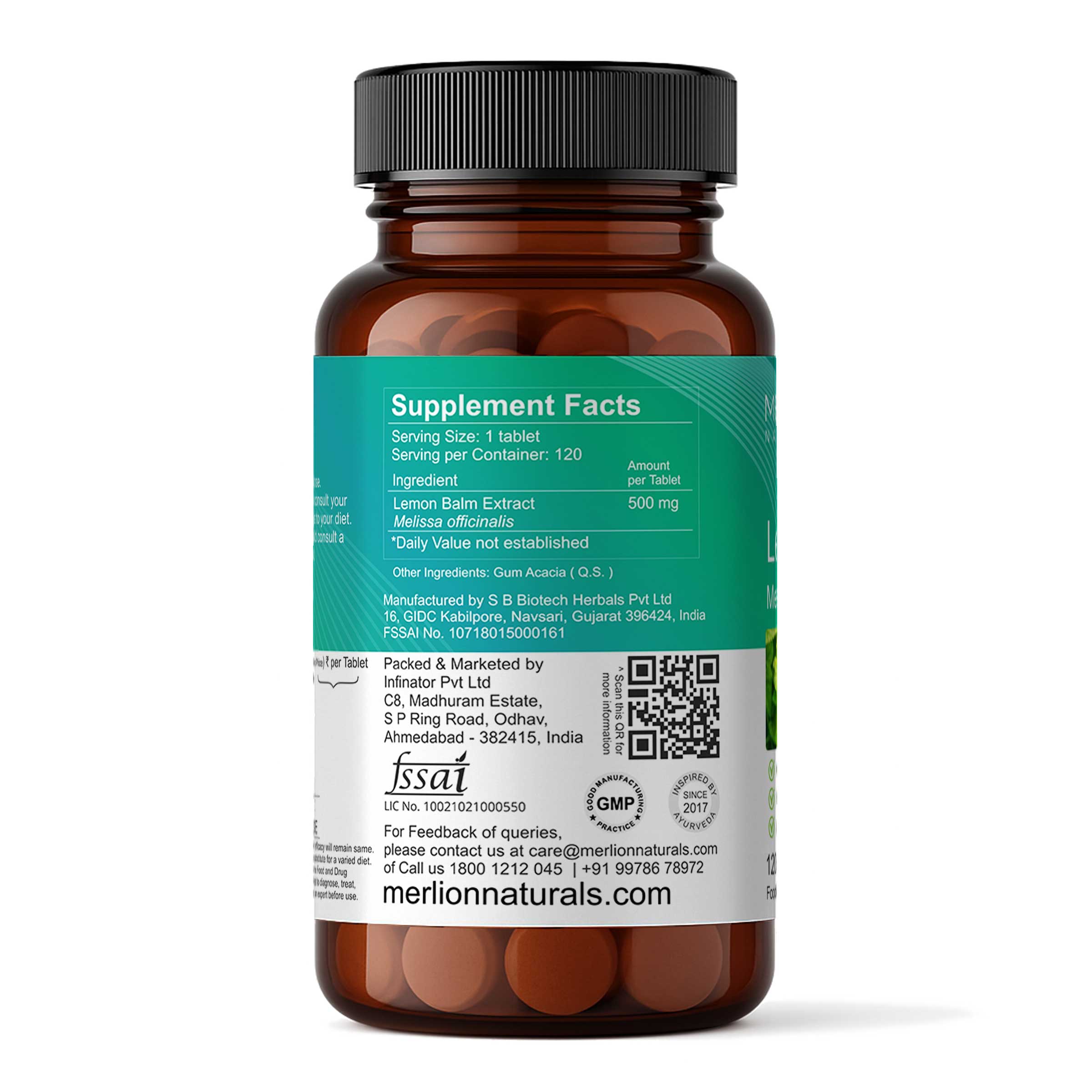 Lemon Balm Tablets | Melissa officinalis | 500mg