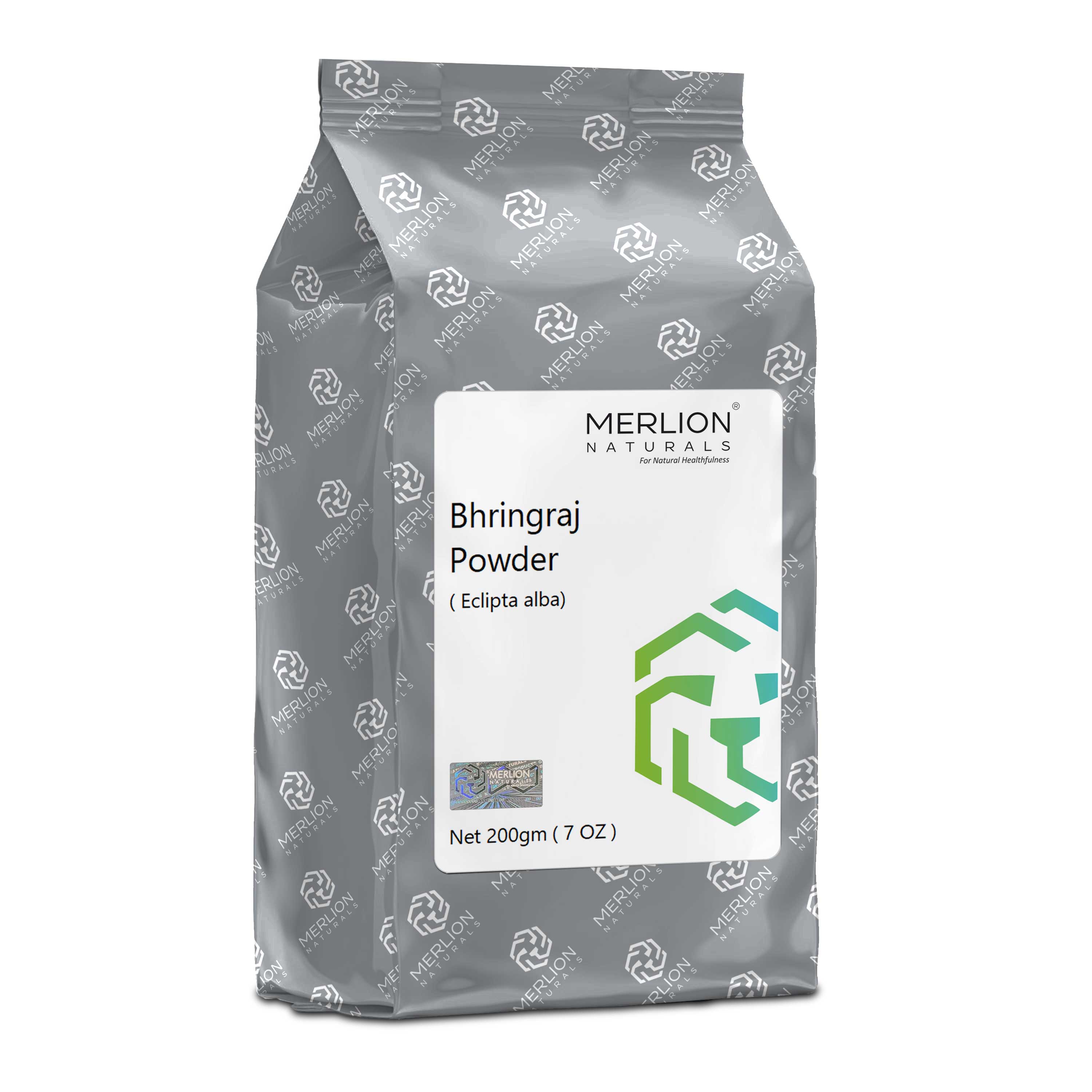 Merlion Naturals Bhringraj Powder 200gm, Front view, Hair Growth, Strengthens Hair, Dandruff Control, Liver Detox
