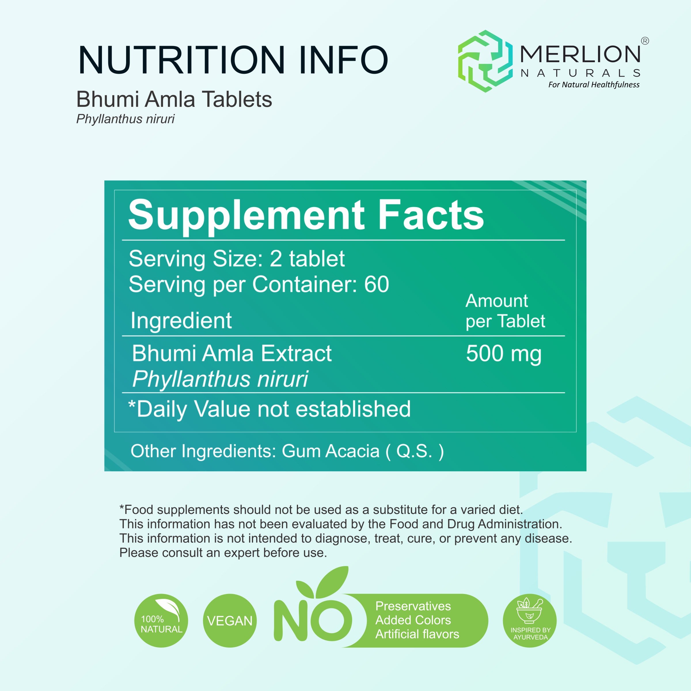 Bhumi Amla Extract Tablets | Phyllanthus niruri | 500mg