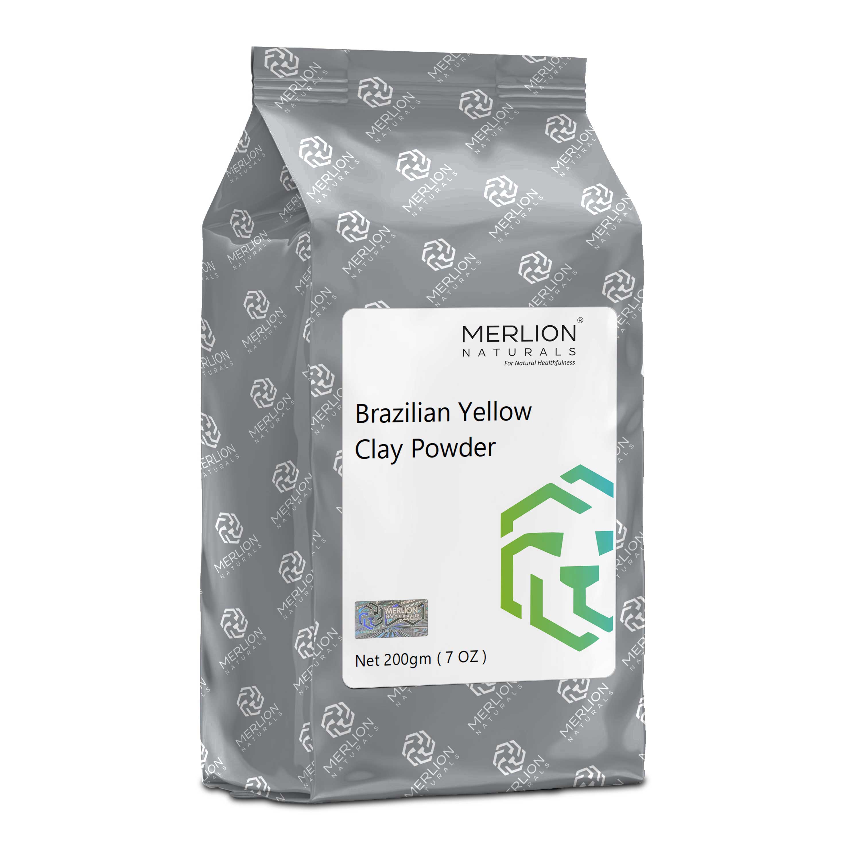 Merlion Naturals Brazilian Yellow Clay Powder 200gm, Front view, Deep Cleanse, Exfoliation, Brightening, Hydration
