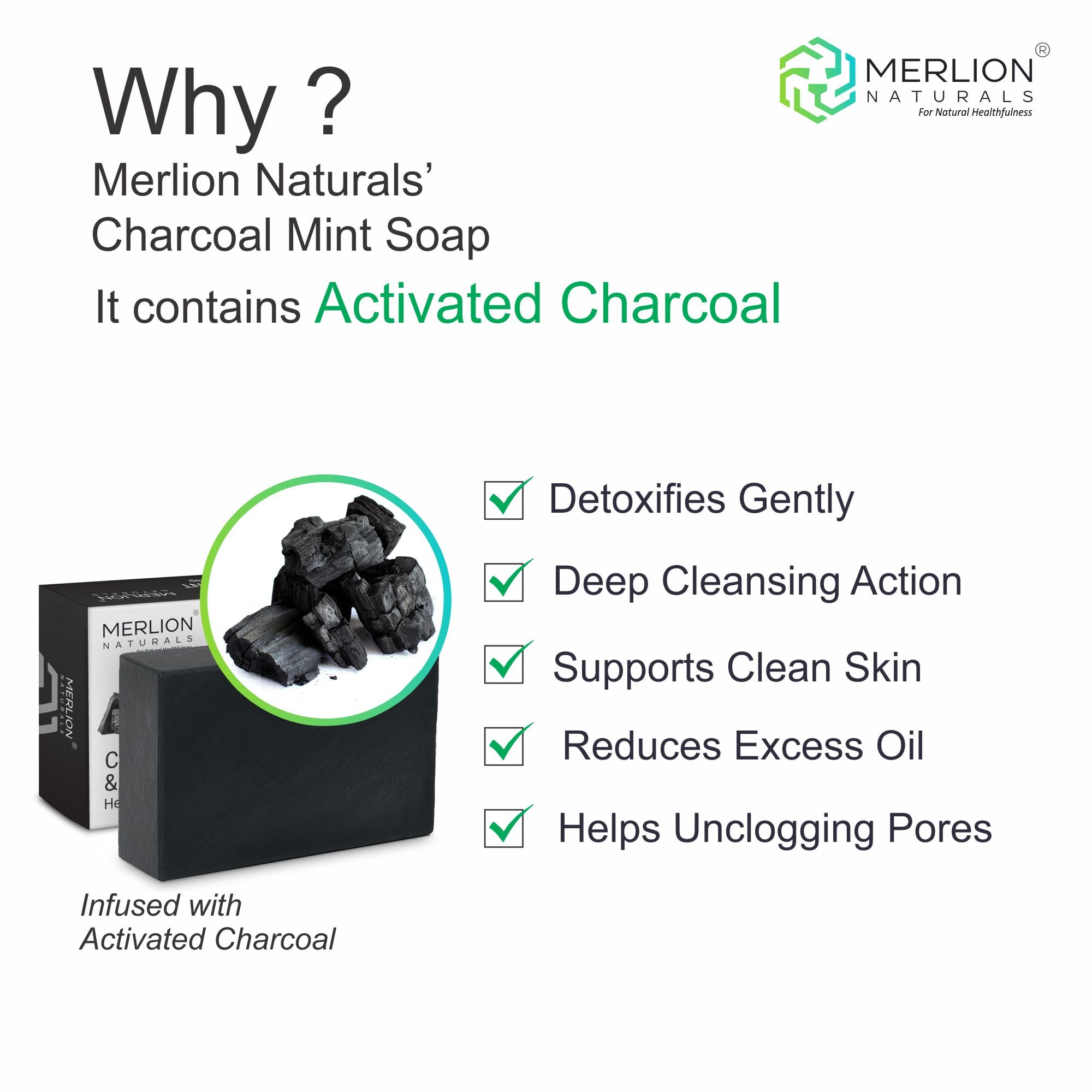 Charcoal & Mint Glycerine Soap (100gm x 3)