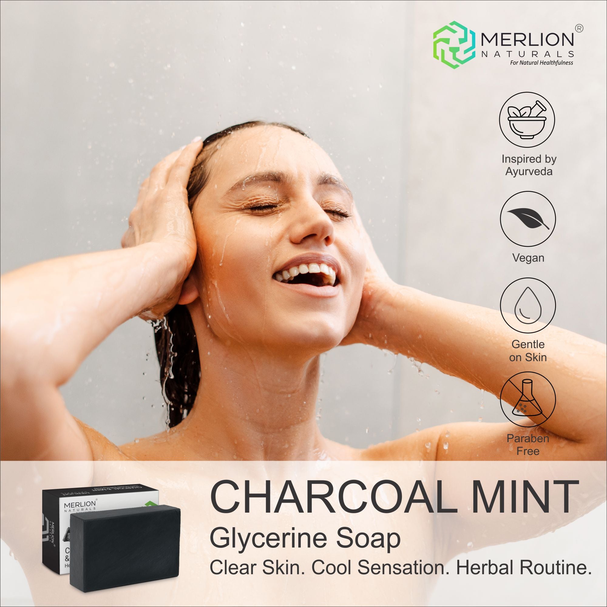 Charcoal & Mint Glycerine Soap (100gm x 3)