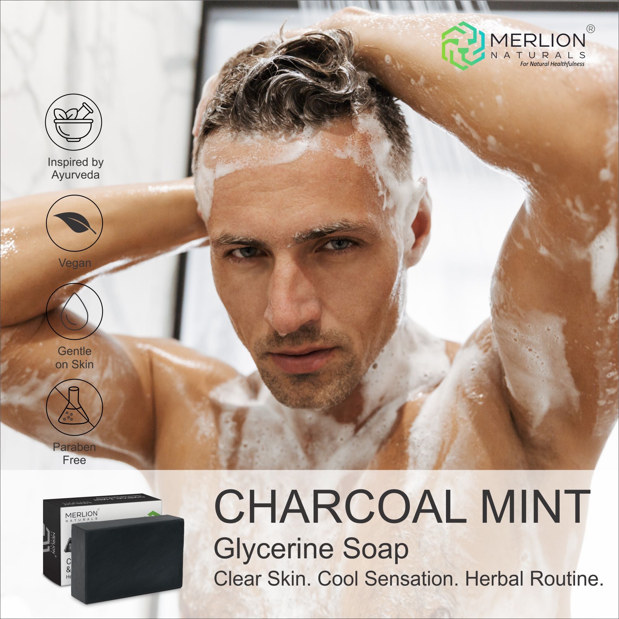 Charcoal & Mint Glycerine Soap (100gm x 3)