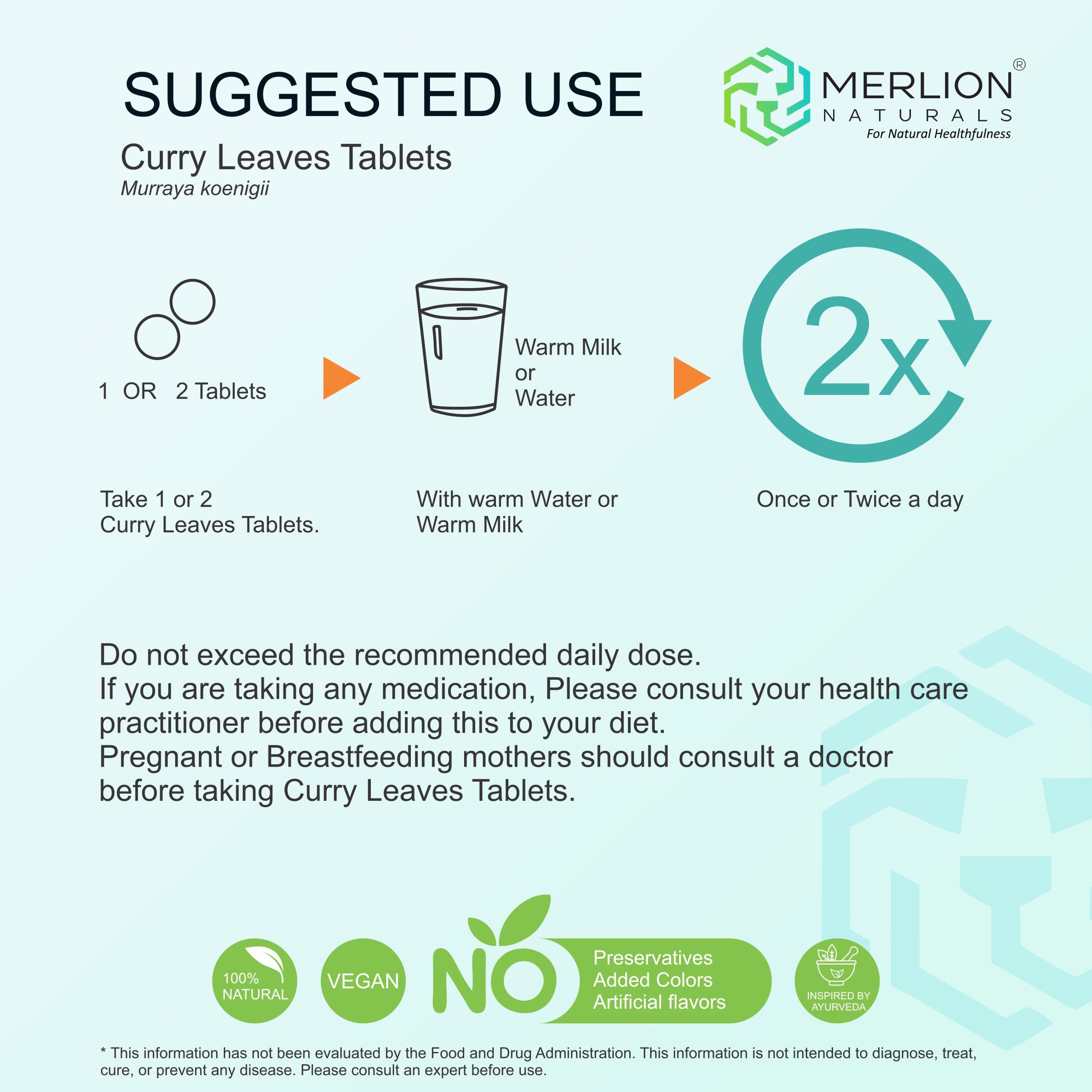 Curry Leaves Extract Tablets | Murraya koenigii | 500mg