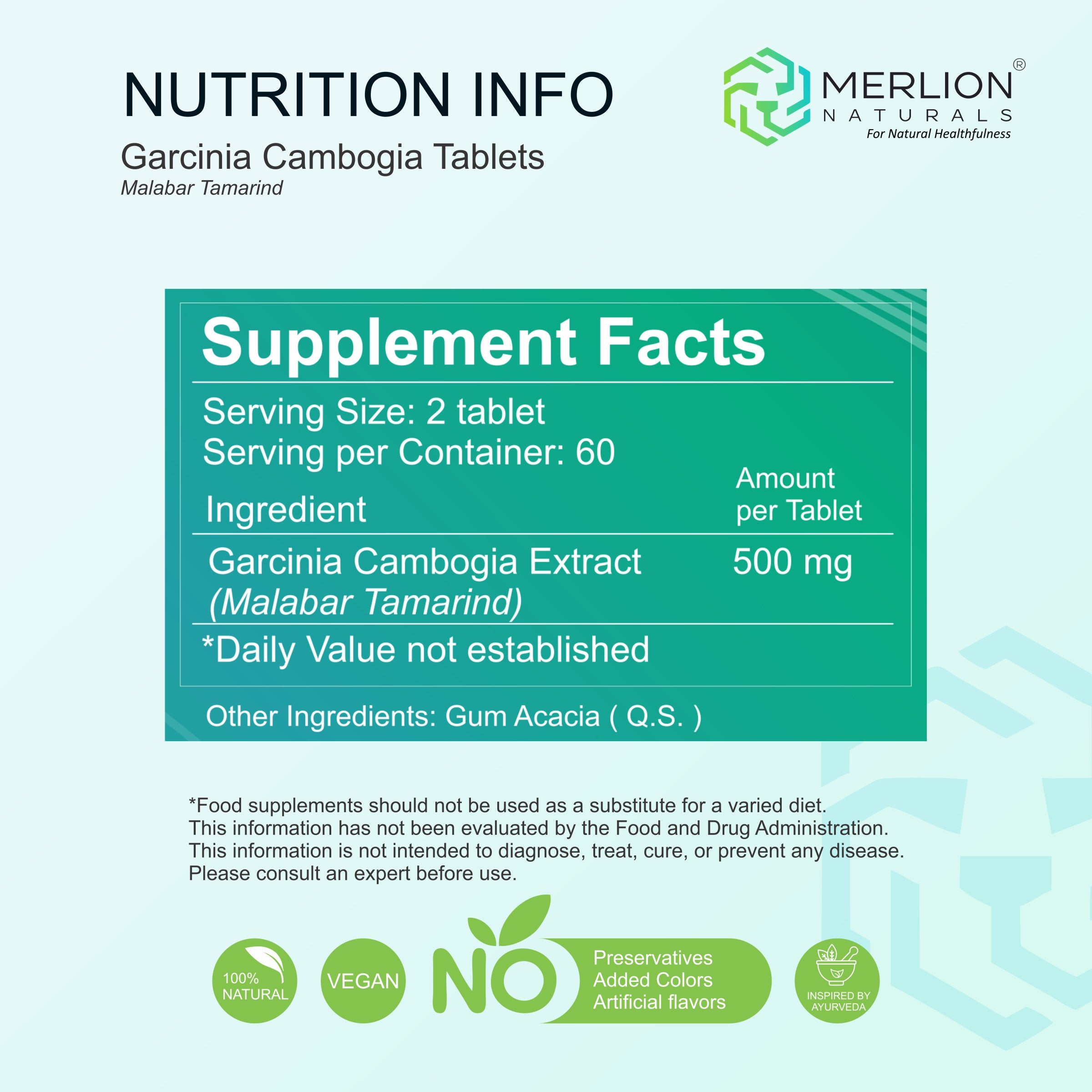 Garcinia Cambogia Extract Tablets | Vrikshamla / Garcinia gummi-gutta | 500mg