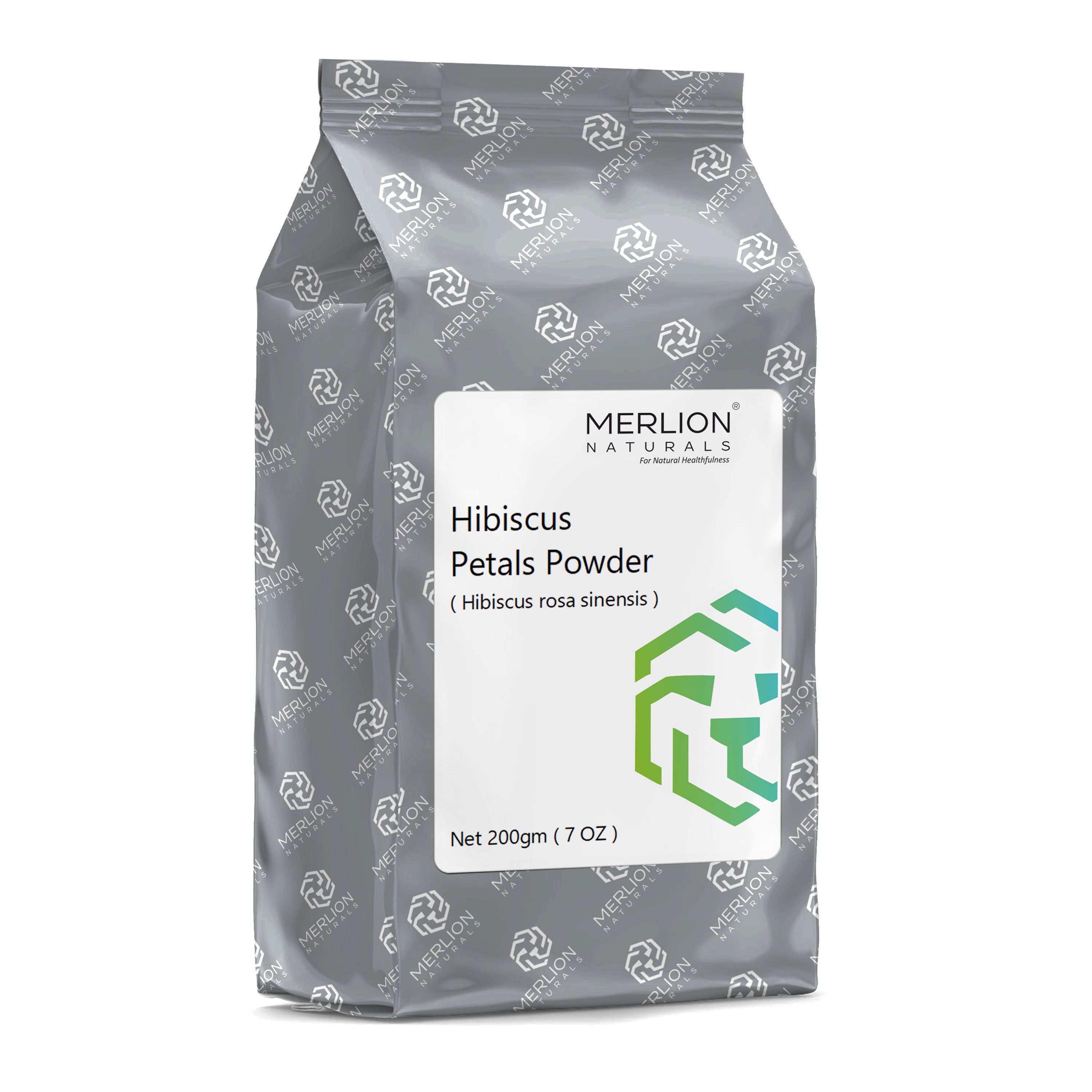 Merlion Naturals Hibiscus Powder 200gm, Front view, Hair Growth, Natural Darkening, Conditioning, Scalp Health, Antioxidant
