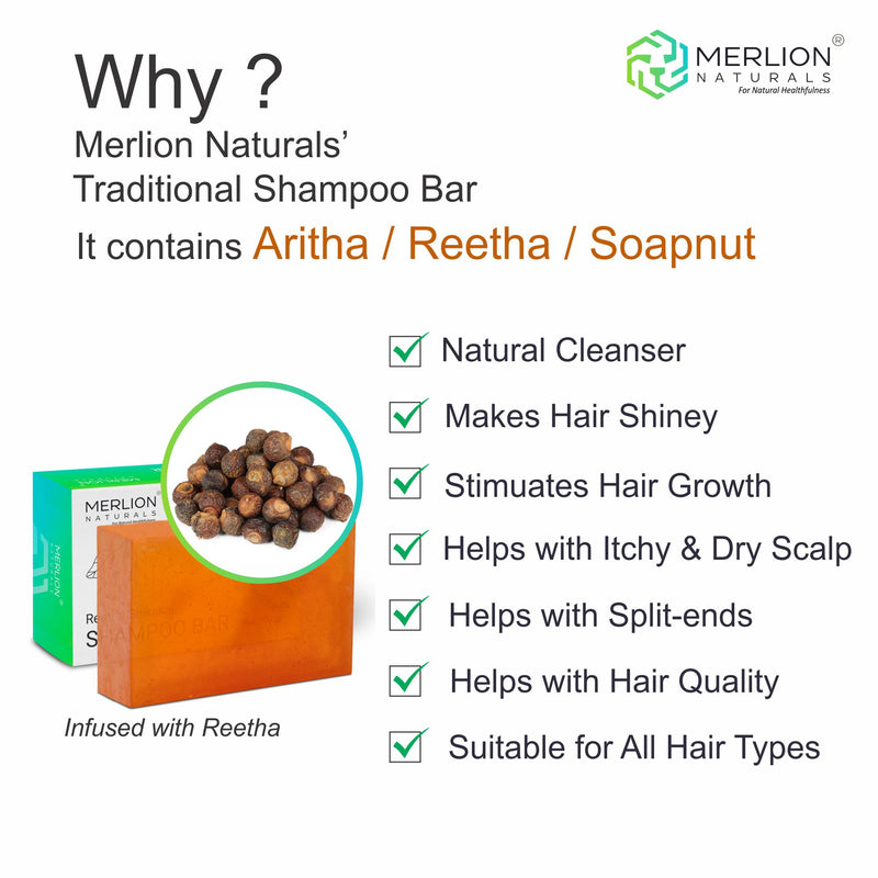 Why Merlion Naturals Reetha Shikakai Shampoo Bar ; Benefits of Aritha / Reetha / Soapnut