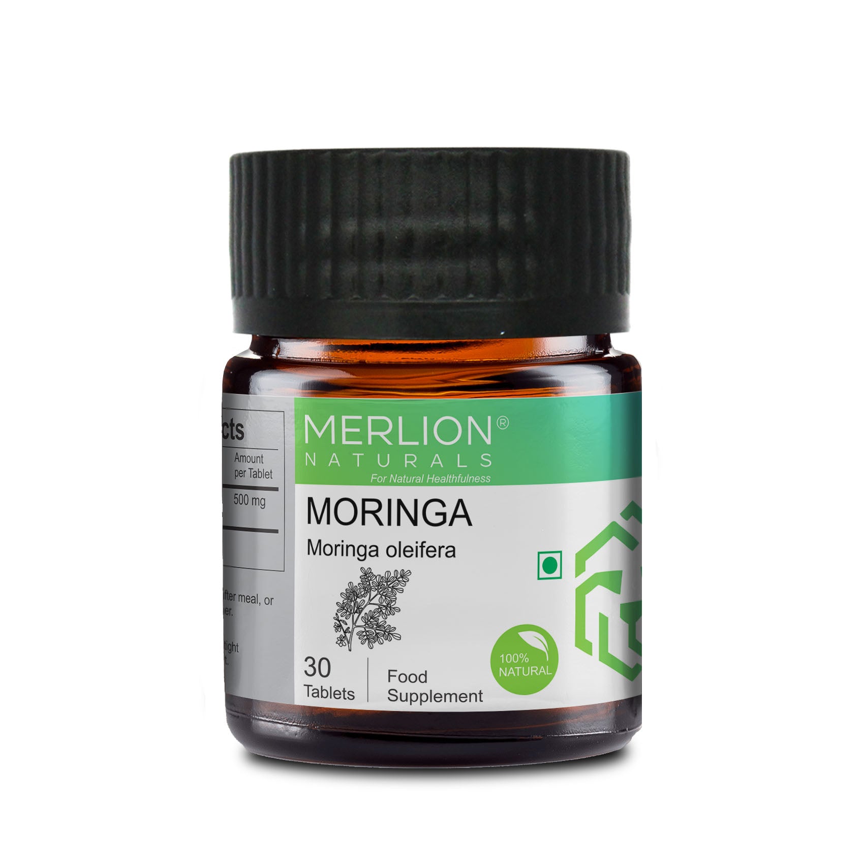 Merlion Naturals Moringa Tablets 500mg (30 Tablets), Front View view, Immunity, Skin Health, Detox, Digestion, Energy Boost
