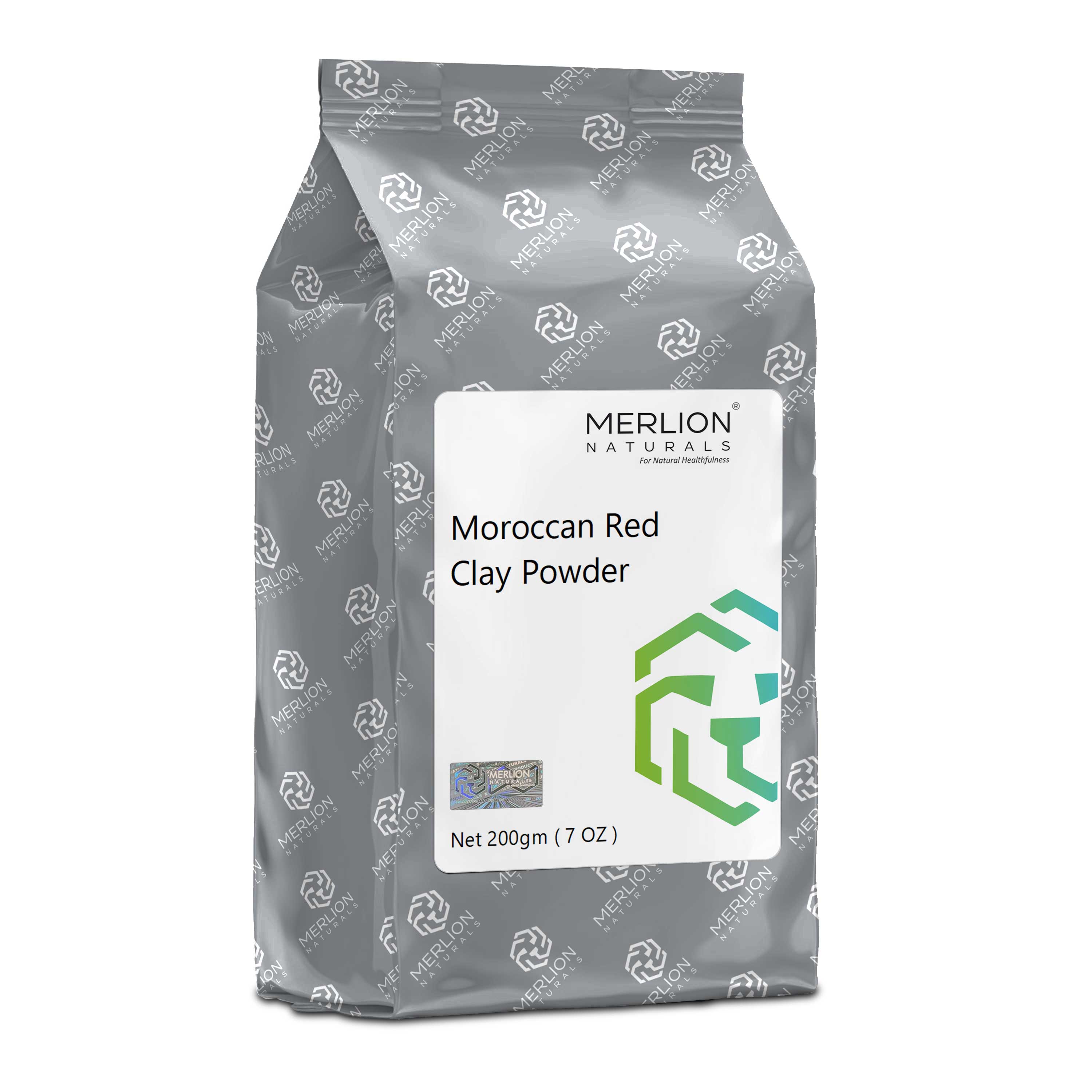 Merlion Naturals Moroccan Red Clay Powder 200gm, Front view, Detox, Skin Firmness, Oil Control, Exfoliation, Scalp Health
