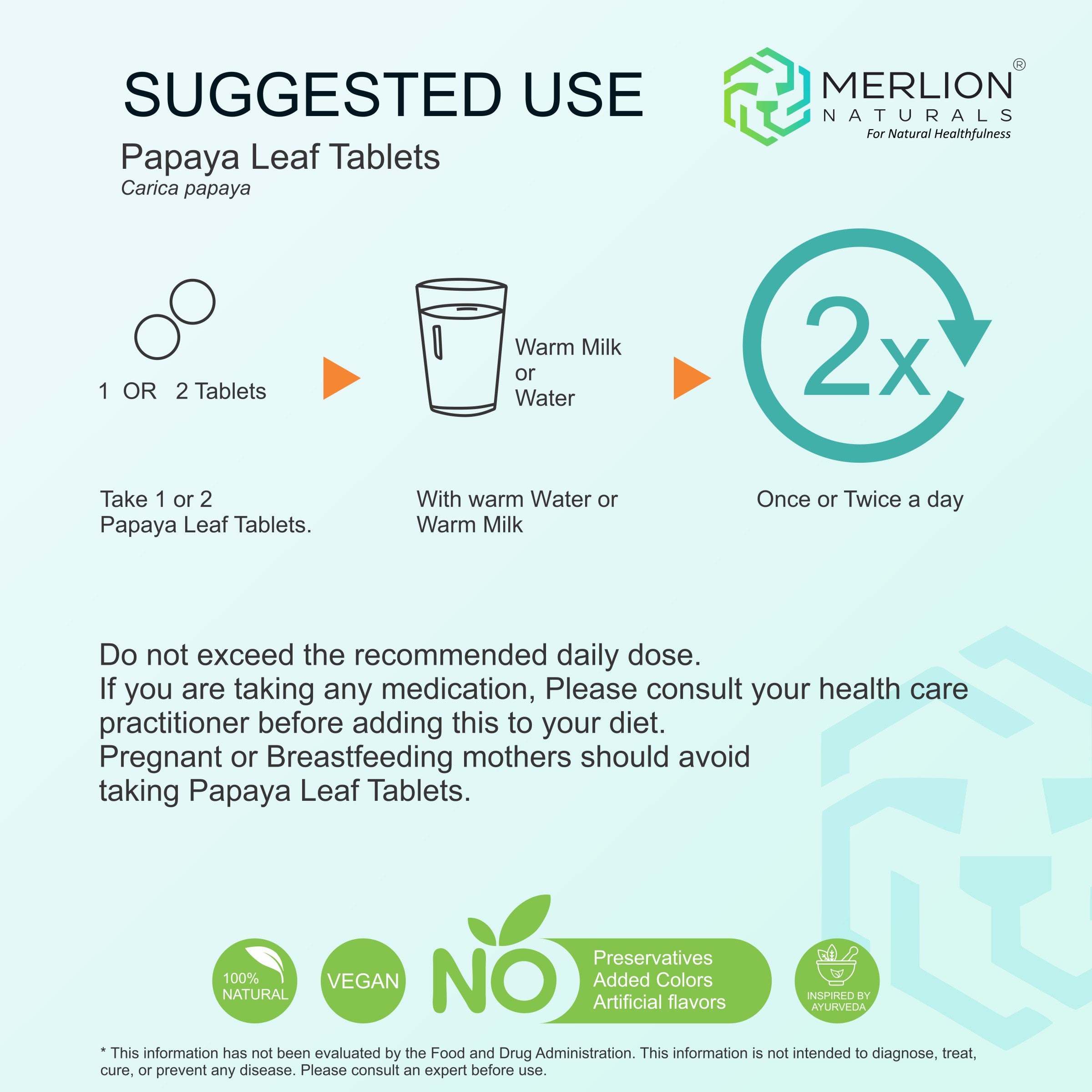 Papaya Leaf Extract Tablets | Carica papaya |  500mg