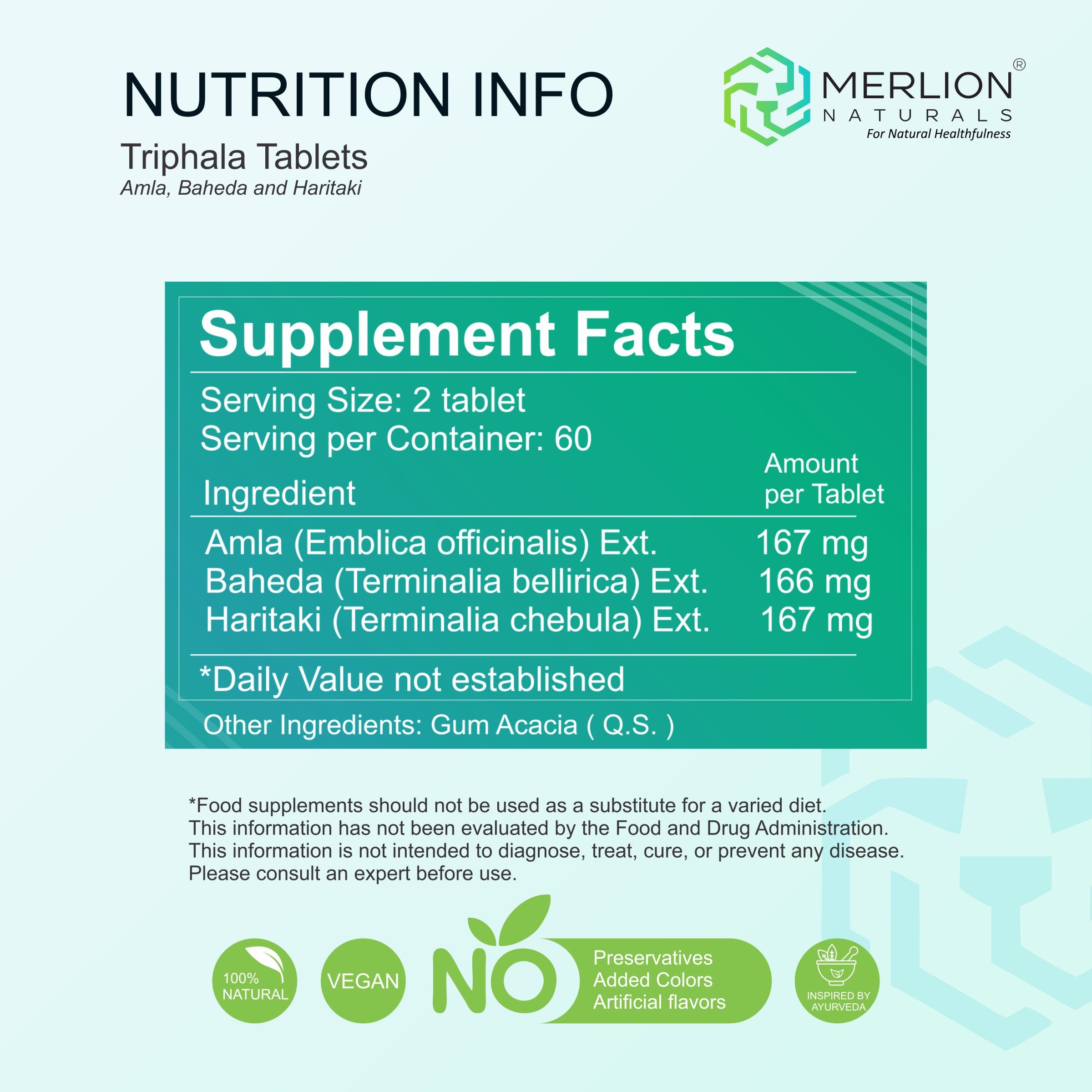 Triphala Extract Tablets | Amla, Haritaki & Baheda | 500mg