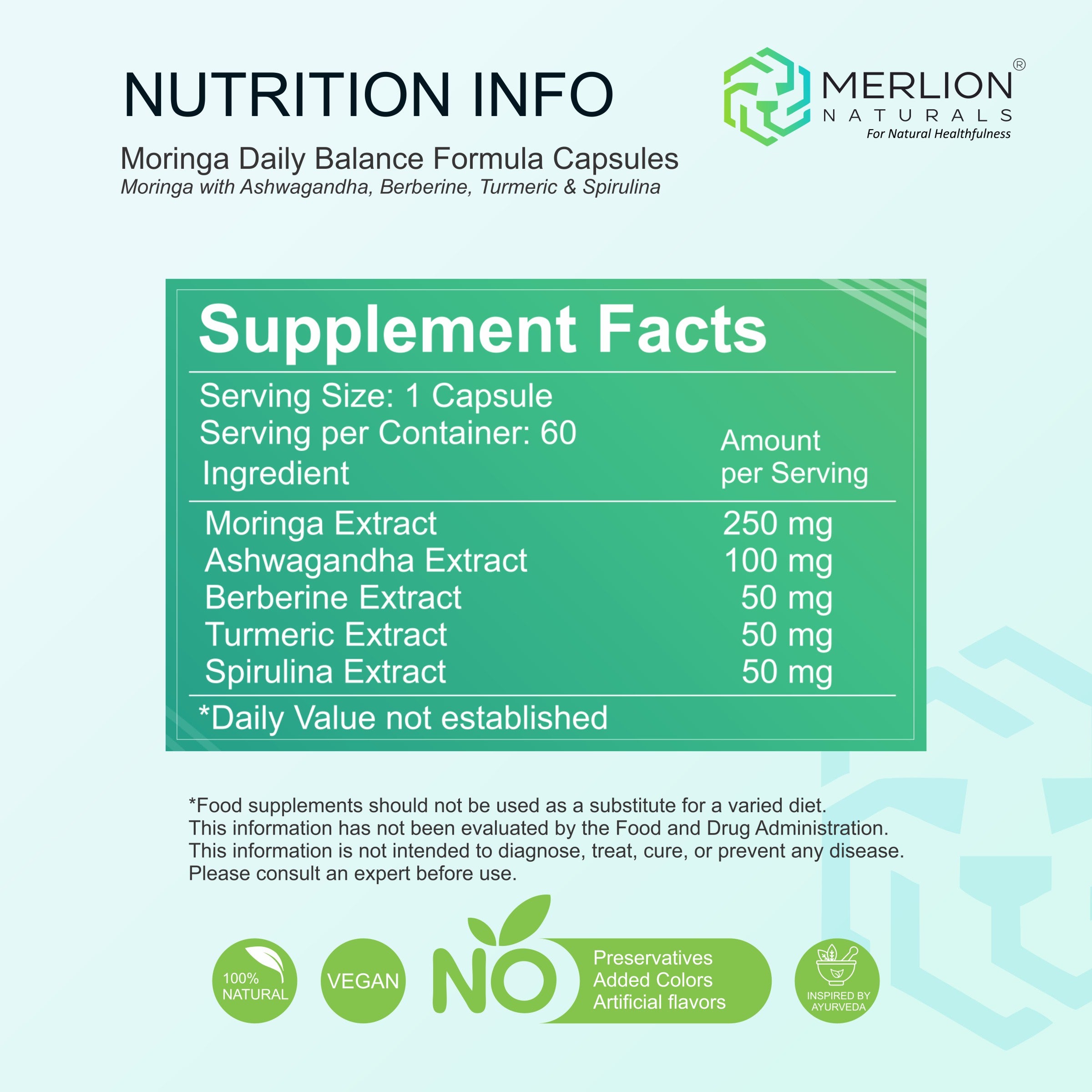 Moringa Daily Balance Formula 500mg Capsules (60 Capsules)