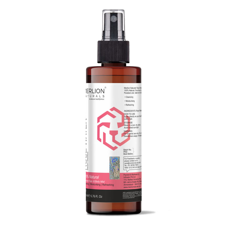 Rose Water, 100% Pure Face and Body Mist, 200ml